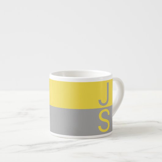Tasse Expresso Yellow & Grey Modern Initials monogram (Devant droit)