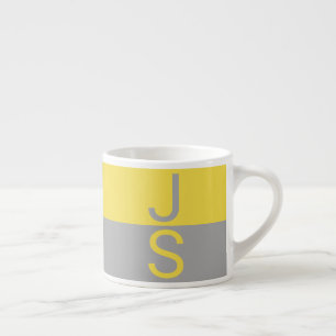 Tasse Expresso Yellow & Grey Modern Initials monogram