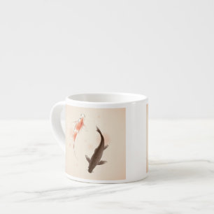 Tasse Expresso Yin Yang Koi pêche dans la peinture orientale de
