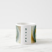 Tasse Expresso Yin Yang Vert Jaune Abstrait Fractal Nom (Devant)