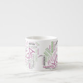Tasse Expresso Yoga Word Cloud Plum/Green ID254 (Devant)