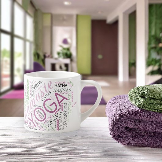 Tasse Expresso Yoga Word Cloud Plum/Green ID254
