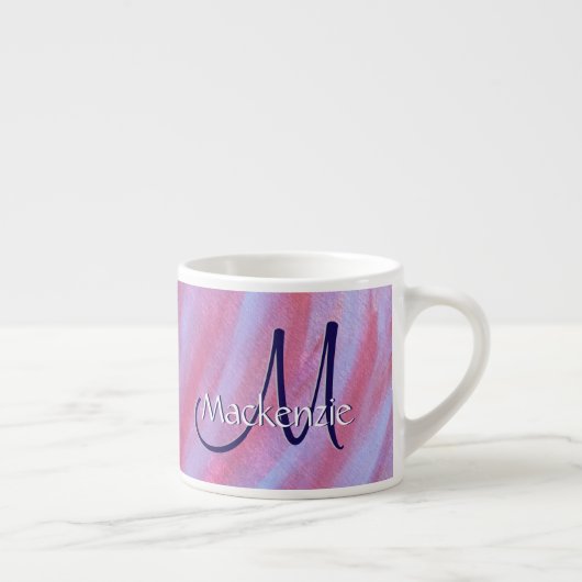 Tasse Expresso Zebra Abstract | Cute Pink Purple monogram (Droite)