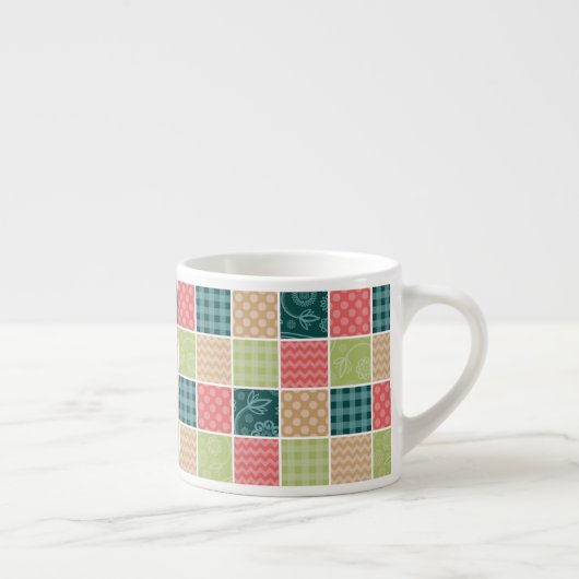 Tasse Expresso Zigzag, Chevron, En vichy, Pois, Patchwork (Droite)