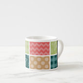 Tasse Expresso Zigzag, Chevron, En vichy, Pois, Votre Nom (Devant droit)