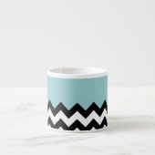 Tasse Expresso Zigzag noir et blanc, Chevron, Bleu, Votre nom (Devant)