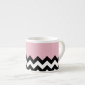 Tasse Expresso Zigzag noir et blanc, Chevron, rose, Votre nom (Devant droit)