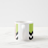 Tasse Expresso Zigzag noir et blanc, Chevron, Vert, Votre nom (Dos)