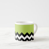 Tasse Expresso Zigzag noir et blanc, Chevron, Vert, Votre nom (Devant droit)