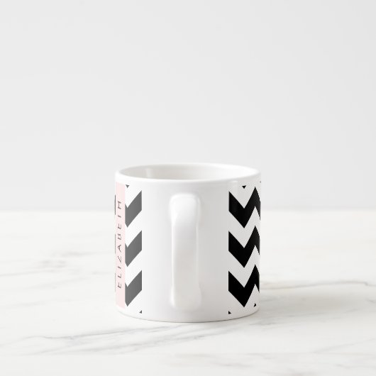 Tasse Expresso Zigzag noir et blanc, Motif Chevron, Votre nom (Dos)