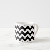 Tasse Expresso Zigzag noir et blanc, Motif Chevron, Votre nom (Devant droit)