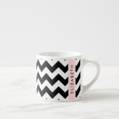 Tasse Expresso Zigzag noir et blanc, Motif Chevron, Votre nom (Droite)