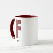 Tasse F à monogramme moderne pailleté avec nom (Devant gauche)