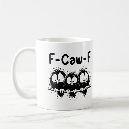 Tasse "F-Caw-F" Oiseaux Drôles Effrayés (Gauche)