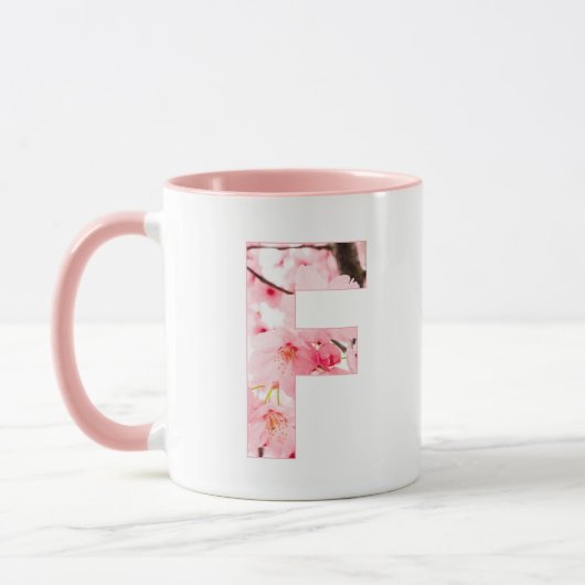 Tasse F initiale florale | Nom et traits personnal (Gauche)