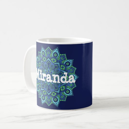 Tasse faite sur commande de mandala (Devant gauche)
