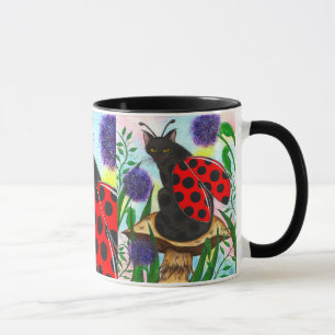 Tasse féerique d'art d'imaginaire de chat de
