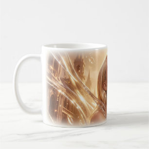 Tasse Femme Souriante Lumière Liquide Joie Dorée