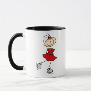 Tasse Fille Patineuse sur Glace Rouge