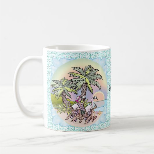 Tasse Flamant du coucher de soleil de plage (Gauche)