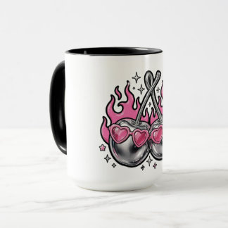 Tasse Flaming Silver Chrome Cerises - Y2K