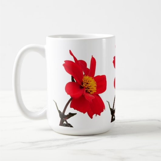 Tasse Fleur de Dahlia Rouge (Gauche)