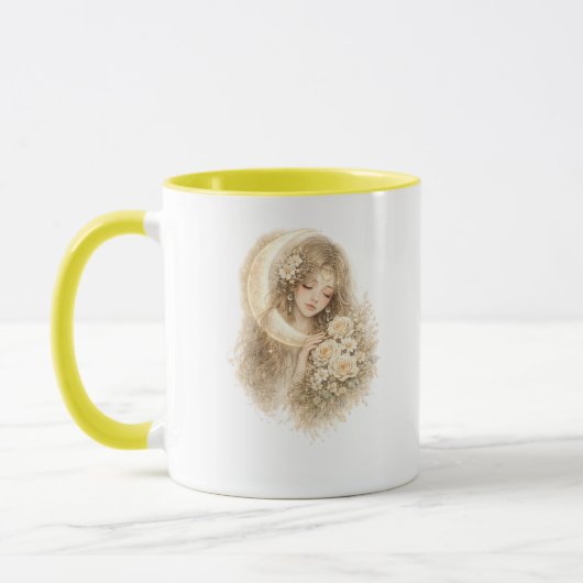 Tasse Fleur de Fille Florale au Clair de Lune (Gauche)