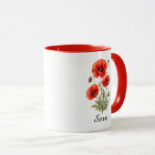 Tasse Fleur de Naissance Août Poppy (Devant droit)