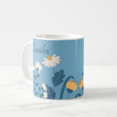 Tasse Fleur de Naissance d'Avril Blue Daisy Floral (Devant gauche)