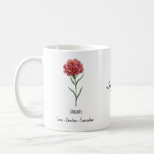 Tasse Fleur de Naissance de Janvier – Œillet