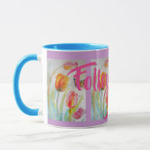 Tasse Fleur de Tulipe Mauve Aquarelle Tulipe Rose (Gauche)