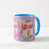 Tasse Fleur de Tulipe Mauve Aquarelle Tulipe Rose (Devant droit)