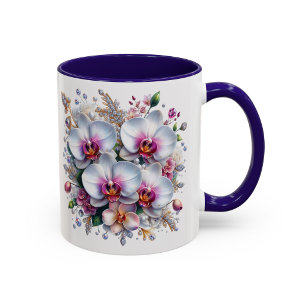 Tasse Fleur Élégante Cadeau Fleur d'Orchidée