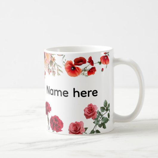 Tasse Fleur Nom Personnalisé (Droite)