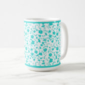 Tasse Fleurie Blanche Turquoise (Devant droit)