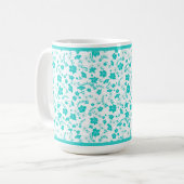 Tasse Fleurie Blanche Turquoise (Devant gauche)
