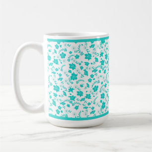 Tasse Fleurie Blanche Turquoise
