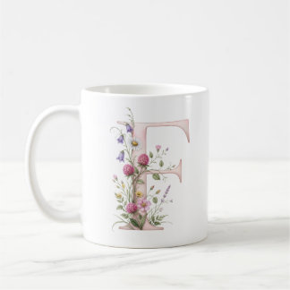 Tasse Fleurie Lettre F à Motifs de Fleurs Sauvages