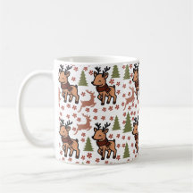 Tasse fleurie mignonne au renne