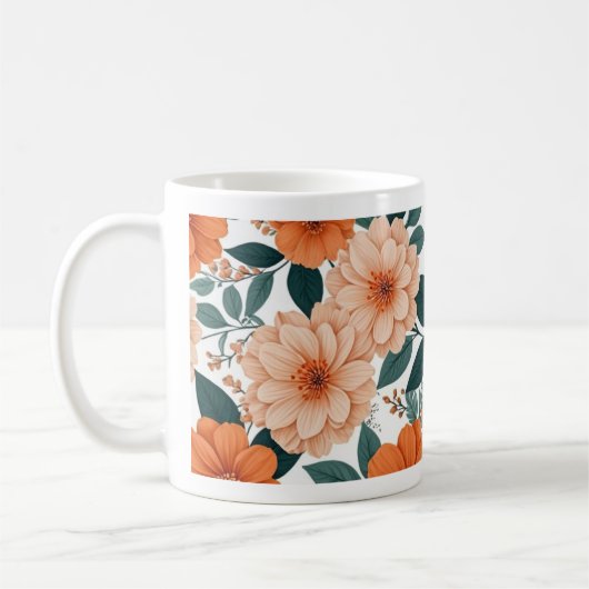 Tasse Fleurie Orange (Gauche)