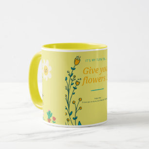 TASSE FLEURIE RÉTRO JAUNE DESIGN ESTHÉTIQUE HEUR