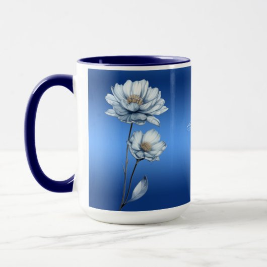 Tasse Fleurs Aquarelle Bleue (Gauche)