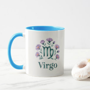 Tasse Fleurs d'Aster Glyphe du Zodiaque Vierge