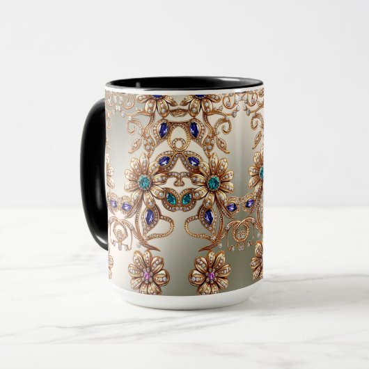 Tasse Fleurs de Bijou en Or Élégant (Devant gauche)