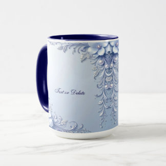 Tasse Fleurs Ornementales Bleues avec Perles