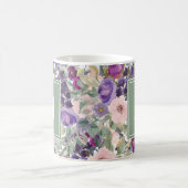 Tasse Fleurs Rose Pâle Violet Feuilles Vertes (Centre)
