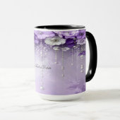 Tasse Fleurs Violettes avec Perles Pendantes (Devant droit)