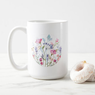 Tasse florale à cercle de fleurs sauvages aquarell
