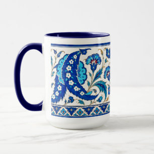 Tasse florale à feuille de Saz Iznik ottomane Bl
