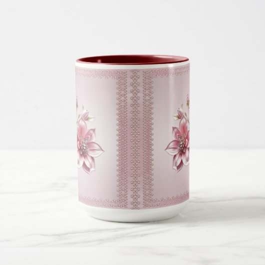 Tasse florale à fleurs roses modernes (Centre)